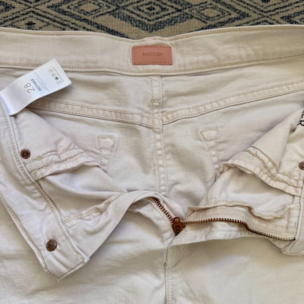 MOTHER The Dutchie Fray Shorts So Far Gone -Cream- 28- Medium Rise - Picture 8 of 11